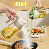 2-in-1 Oil Sprayer & Dispenser Bottle | Refillable Kitchen Oil Spray for Cooking, Air Fryer & BBQ