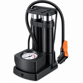 Double Cylinder Foot Pump with Pressure Gauge for Car, Bike, Bicycle & Inflatable Tires